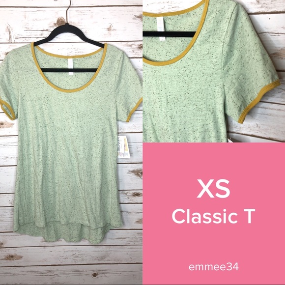 LuLaRoe Tops - NWT Lularoe Classic T mint green and mustard